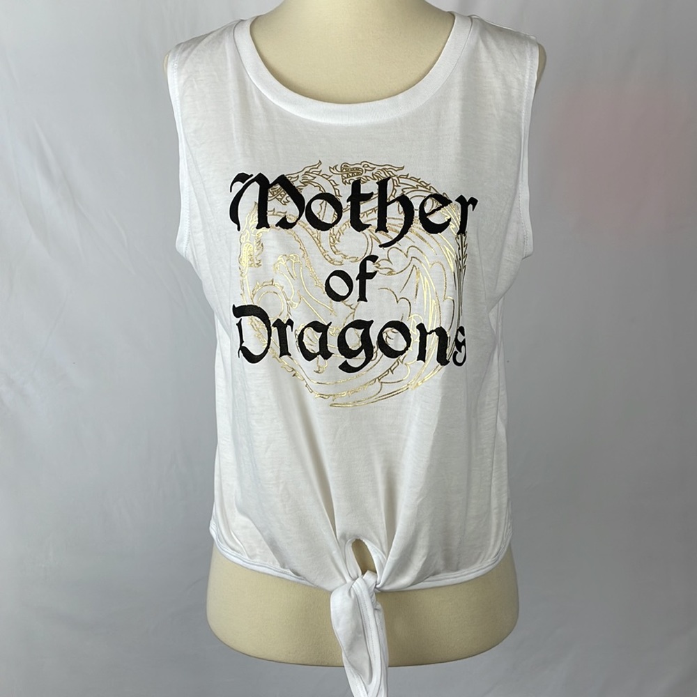 Game of Thrones "Mother of Dragons" Tie Waist Sleeveless Cropped Tee - Medium